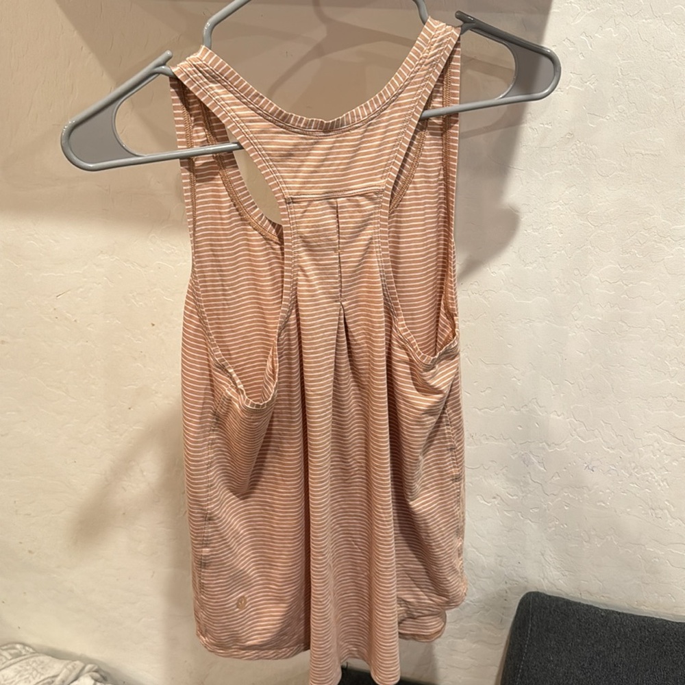 Lululemon Love Tank Pleated Cream White Striped - Picture 3 of 5